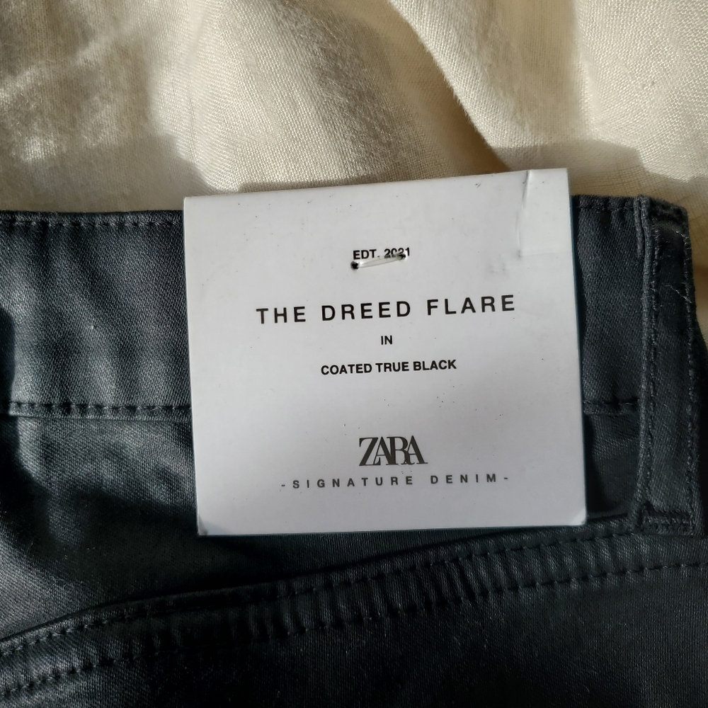 ZARA | NWT The Dreed Flare Cropped High Rise Slim Denim Jeans (Size 2) - Picture 6 of 8